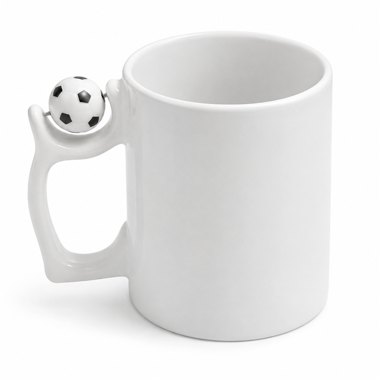 White Mugs with Football Handle